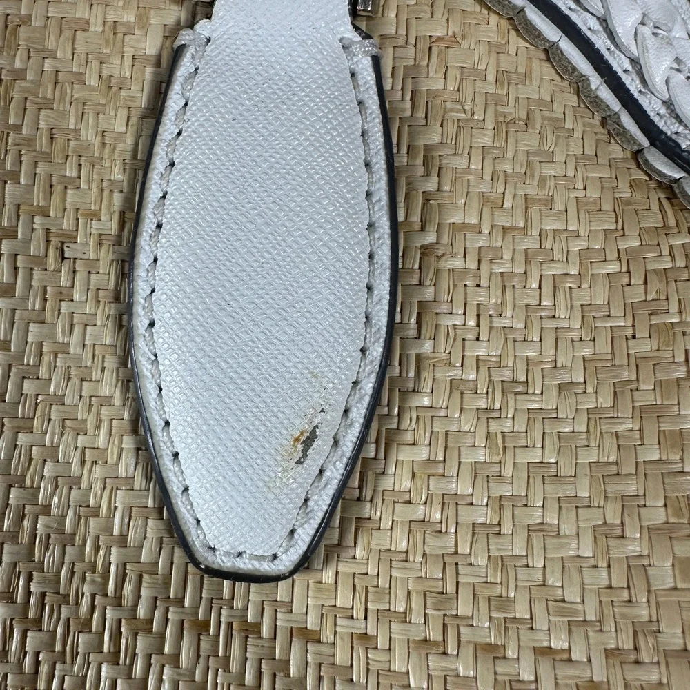 KATE SPADE Reiley Straw Dome Satchel Crossbody Off White Leather Braided Trim